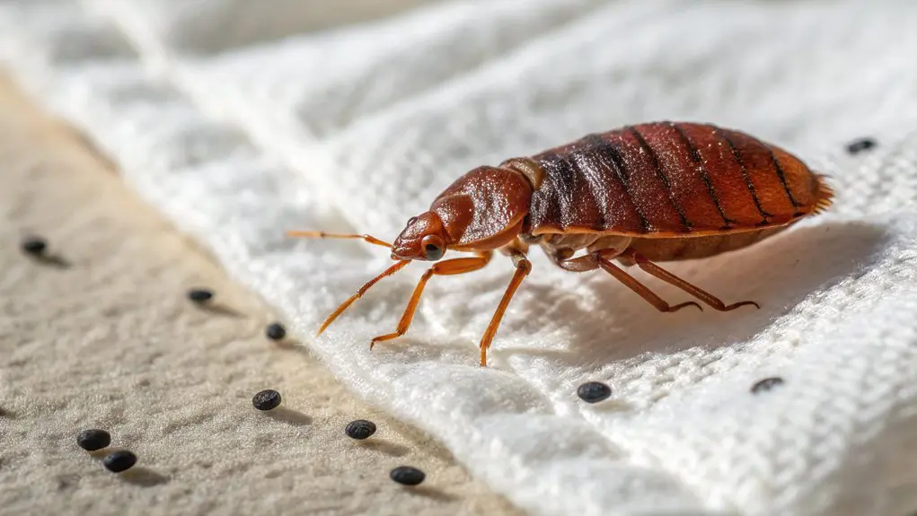 Technician inspecting bed for bed bugs in Evanston home